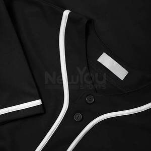 Nouveau Maillot de Baseball Homme NOIR Imprimé Manches Courtes Boutons Devant Respirant Polyester Imprimé par Transfert Thermique Coupe Classique - Product Image 6
