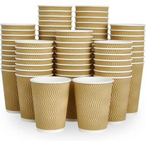 80 Bicchieri di Carta Isolati a Parete Ondulata da 12 oz per Caffè Caldo e Bevande, Bicchieri di Carta Resistenti - Product Image 1