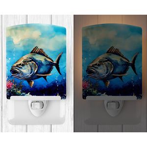 UL-Certified Bluefin Tuna Ceramic <b>Night</b> <b>Light</b> Compact 6x4x3 Multicolor for Bedroom Bathroom Nursery <b>Hallway</b> Kitchen - Product Image 2