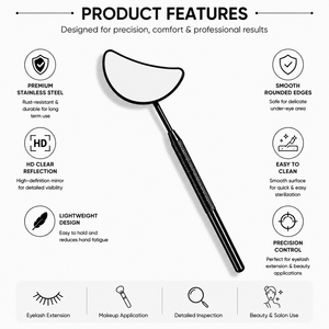 Handheld Pocket <b>Makeup</b> <b>Mirror</b> 3X <b>Magnifying</b> Single Side Moon Shape Stainless Steel Frame Black Handle - Product Image 4