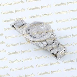 Luxury Wear Fully Iced Out D VVS Moissanite Diamond Roman Dial Auto Date Pass Diamond Tester Stainless Steel Diamond <b>Watch</b> - Product Image 4