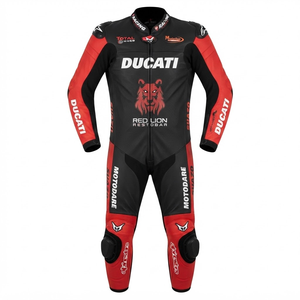 ชุดแข่งรถมอเตอร์ไซค์ Rucati Premium Leather MotoCP แบบชิ้นเดียว/ชุดจั๊มสูท พร้อม Hump Level 2 CE ผลิตตามสั่ง - Product Image 1