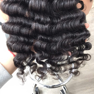 Peluca de cabello humano de onda profunda con frontal completo, extensiones de cabello de color 1B natural fáciles de usar, cabello humano vietnamita - Product Image 2