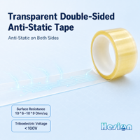 Pita Pengemas Anti Statis Transparan Dua Sisi dengan Resistansi 10^6 hingga 10^9 Ohm untuk Penyegelan Karton Sensitif ESD