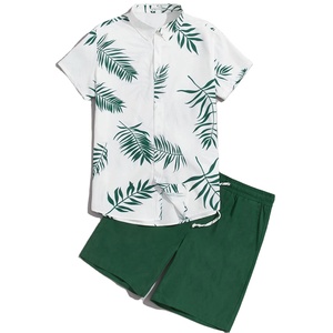 New Arrival <b>Men</b> Vintage Knitted <b>Summer</b> Short Sets Breathable Printed T-shirt Shorts Premium Quality 100% Cotton Customizable - Product Image 2