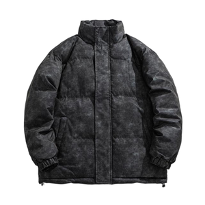 Men's Winter Washed Polyester Puffer Jacket Full Sleeve Windproof <b>Coat</b> for Adults - Product Image 1