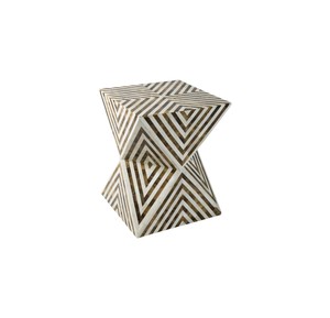Tabourets en forme de chevron carré avec incrustations de coquillages, mosaïque de nacre naturelle, table de chevet pour l'intérieur de la maison - Product Image 4