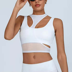 Women's Lightweight Running Bra Soft Padded Quick Dry Stretchy Mesh Insert Fitness Top Breathable Print Solid Sports Wear XS - Product Image 3