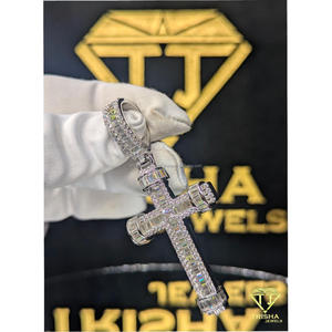 <b>Men</b> Luxury Iced Out <b>Cross</b> <b>Pendant</b> VVS Moissanite Stones Solid 925 Sterling Silver Hip Hop Jewelry By Trisha Jewels - Product Image 5