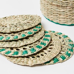 Good price decorative <b>drink</b> <b>coaster</b> with storage box top quality hand-weaving seagrass <b>coasters</b> - Product Image 3