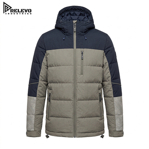 OEM Custom <b>Waterproof</b> Insulated Puffer Jacket, Men Heavy Duty <b>Winter</b> <b>Coat</b> in Navy and Khaki with Pockets - Product Image 1