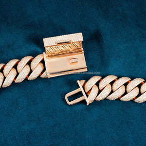 Cadena cubana de corte redondo de diamante moissanita de Plata de Ley 925 estilo Hip Hop exclusiva hecha a mano en Gra certificada con claridad Vvs - Product Image 5