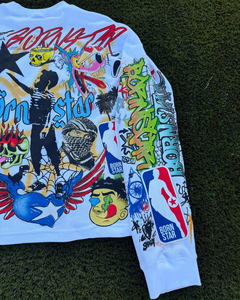 T-shirt à manches longues unisexe avec impression numérique, motif délavé à l'acide, strass et pierres précieuses, double couche - Product Image 6