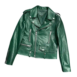 Chaqueta de Motocicleta de Cuero PU con Flecos de Piel de Vaca Auténtica para Mujer, Azul, Estilo Atrevido, Cierre de Cremallera, Invierno, Superventas - Product Image 6