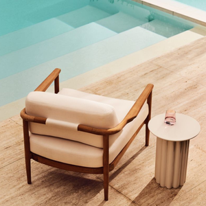 Chaise longue d'extérieur en teck - Product Image 1