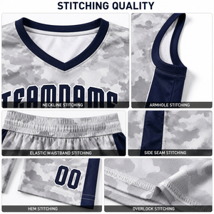Ensembles d'uniformes de basketball unisexes pour adultes, imprimé camouflage, polyester respirant, maillots et shorts, nom de l'équipe personnalisé, marque personnalisée - Product Image 6