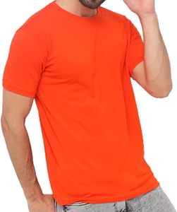 Chemise à manches courtes en tricot ajustée de qualité supérieure avec logo sur le devant pour homme, col rond - Product Image 1