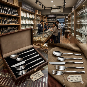 Luxury Full Stainless Steel Cutlery Set <b>Mirror</b> Polished & <b>White</b> MOP Handle Dinnerware Set of 4 Pcs Home Kitchen Hotel Party Use - Product Image 5