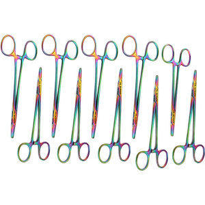 Juego de 10 Piezas de Pinzas Porta Agujas Mayo Hegar Multicolores Arcoíris de 5.5 Pulgadas (14 cm), Rectas, Cruzadas y Serradas - Product Image 2