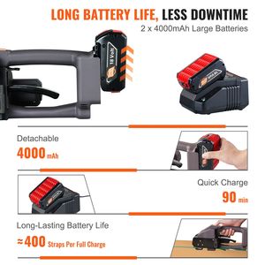 Reggiatrice Elettrica Portatile per Cinghie PP PET da 10mm e 19mm, Display Digitale, 2 Batterie da 4000mAh - Product Image 3