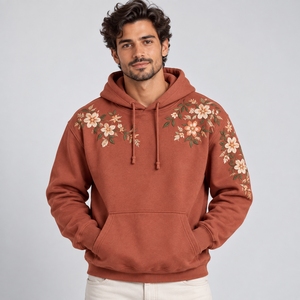 Sweat à capuche brodé pour homme, 100% coton molletonné, séchage rapide et respirant, personnalisable, vêtements décontractés - Product Image 1