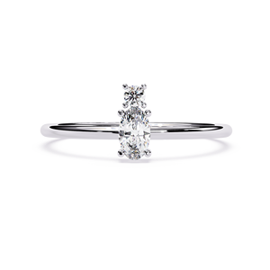 Anillo de Compromiso Solitario con Diamante Ovalado de Platino y Piedras Laterales Naturales, Certificado por GIA, Joyería Clásica para Mujer - Product Image 1