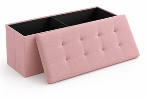 Modern Tufted Fabric Storage Bench Pink <b>Living</b> <b>Room</b> Ottoman Home Furniture <b>Stool</b> - Product Image 2