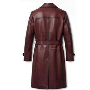 Manteau long en cuir pour homme, modèle classique, fermeture boutonnée, manches longues, col élégant, imperméable – Le choix tendance - Product Image 6