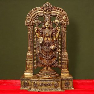 Idole de Tirupati Balaji en laiton de 60 pouces, statue de temple artisanale de style Art Déco pour la décoration de la maison à l'occasion de Diwali - Product Image 6