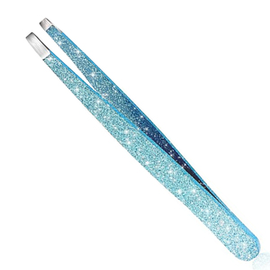 Pince à épiler professionnelle en acier inoxydable pour sourcils, faible MOQ, luxe, bleue, 4 pièces, pointues, obliques, plates, angulaires, durables, avec étui - Product Image 5