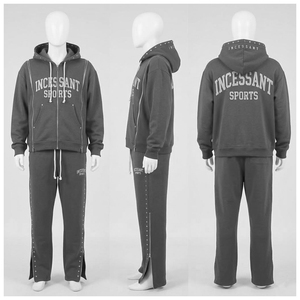 Conjuntos Deportivos Personalizados para Hombre, 100% Algodón, Sudadera con Cierre y Pantalones Deportivos, Lavado Ácido, Conjuntos Deportivos para Mujer - Product Image 6
