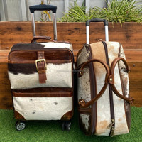 Valise personnalisée de haute qualité de luxe en cuir de vachette véritable pour hommes et femmes Sacs à roulettes & Ensembles de sacs à roulettes en cuir de vachette à roulettes