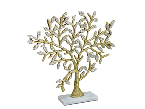 Gold and Silver Aluminum <b>Tree</b> Sculpture on White Marble Base Elegant Metallic <b>Branch</b> Figurine for Modern Home Office Shelf Decor - Product Image 3
