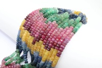 Perles Rondelles Multicolores Facettées en Pierres Précieuses Naturelles (Rubis, Émeraudes, Saphirs) 5mm, 16 Pouces, pour la Fabrication de Bijoux, Prix de Gros