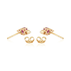 Pendientes Minimalistas de Oro Amarillo Puro de 14K Hechos a Mano para Mujer, con Rubí y Diamante Corte Pera de 6x4mm, Joyería de Piedra de Nacimiento de Julio, Venta al por Mayor - Product Image 6