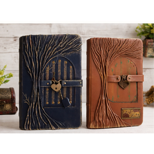 Hardcover Handmade <b>Leather</b> Journal Tree of Life Lockable Door and Key A5 Guest Book Personalized Diary <b>Refillable</b> <b>Notebook</b> Gift - Product Image 2