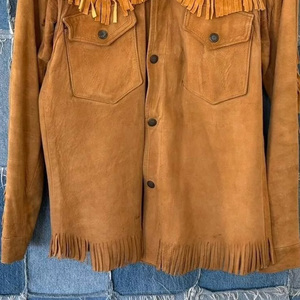 Chaqueta de Cuero de Gamuza con Flecos, Estilo Casual, con Bolsillos Delanteros, para Mujer, Fabricada en Fábrica - Product Image 3