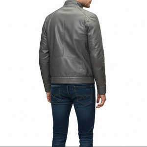 Veste en cuir gris pour homme Leathertex Autumn Moto Biker - Product Image 1