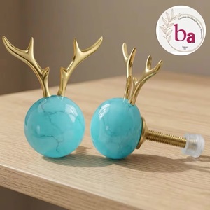 Resin <b>Brass</b> Rabbit Shape Modern Cabinet Knob & <b>Drawer</b> <b>Pull</b> Eco-Friendly Durable Easy Installation - Product Image 1