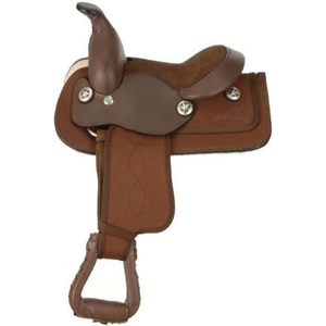 Silla de Montar Clásica de Cuero Marrón Estilo Western con Estribos, Cómoda para Montar a Caballo en Ranchos, Senderos y Rodeos - Product Image 2