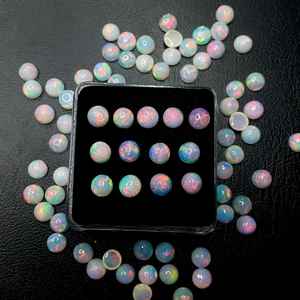 Lot de 13 cabochons ronds en opale blanche éthiopienne, pierres précieuses multicolores - Product Image 3