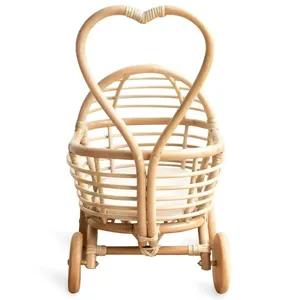 Cochecito de Mimbre Tejido a Mano para Muñecas, Diseño Exclusivo, Juguete Infantil, Modelo de Cochecito de Juguete para Juego de Imitación, Venta al por Mayor - Product Image 3