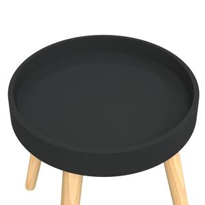 Tavolino rotondo nero in legno ingegnerizzato, comodino piccolo - Product Image 5