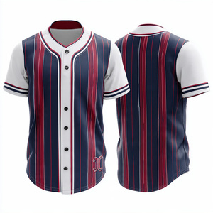 Maillot de baseball à manches courtes, style actuel, pour homme, impression par sublimation avec logo personnalisé, coupe ajustée, vêtements d'équipe - Product Image 2