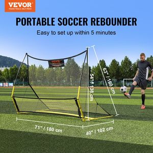 2-IN-1 portatile allenatore di calcio rimbalzista netto 71 "x 40" ferro sport di calcio attrezzatura pratica tiro al volo che passa il muro di allenamento per - Product Image 2
