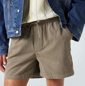 Shorts Oxford en coton grande taille pour homme, couleur unie, taille élastiquée avec cordon, décontractés, coupe Bermuda, taille mi-haute avec poches - Product Image 5