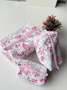 Travel-Friendly Eco-Friendly Cotton Toiletry Bag Large Medium Zipper <b>Cases</b> for Organizer Hand Quilted Cotton Vintage <b>Makeup</b> Bag - Product Image 1
