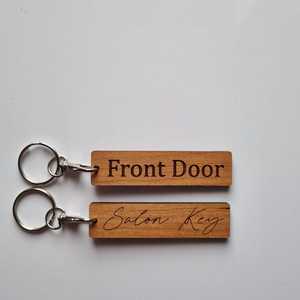 Personalised Wooden Keyring – Custom Oak, Walnut or Cherry – Choice of Fonts – Airbnb <b>Key</b> Tag, Rustic <b>Label</b>, Gift for Him or Her - Product Image 2