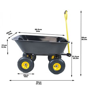 รถดัมพ์ยางลม10นิ้วสีดำพับได้พร้อมโครงเหล็กสำหรับสวน - Product Image 6