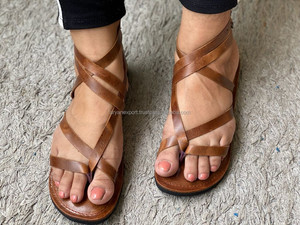 Las mujeres elegante corbata sandalias de cuero de grano completo Flip Flop zapatillas Sandalias - Product Image 6